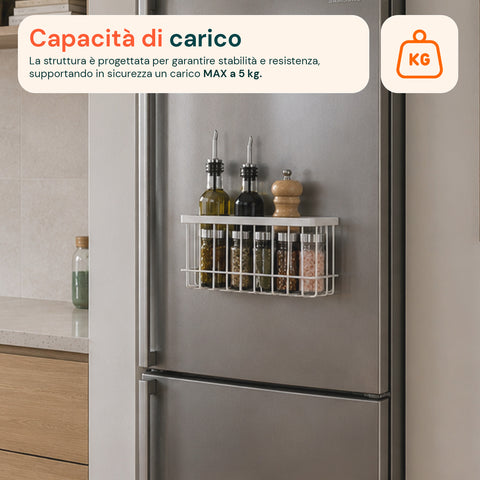 avilia home set 2 cestini magnetici multiuso in acciaio organizer portaoggetti salvaspazio a griglia installazione senza fori portata max 5 kg ean 8052879011979