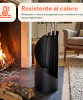 avilia home set 4 accessori per camino in ferro paletta scopino attizzatoio e supporto resistente al calore e con ganci interni ean 8052879011542