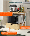 avilia home supporto microonde da cucina in legno con cassetto e ripiano superiore ean 8052879010781