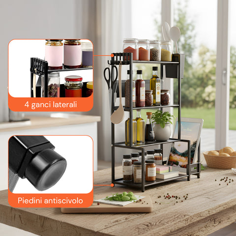 avilia scaffale da cucina 3 livelli in ferro con porta utensili e supporto tagliere ean 8056819053531