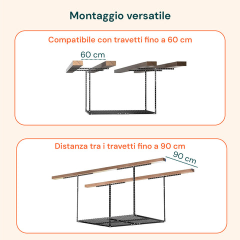 avilia scaffale da soffitto in acciaio regolabile 183x91 cm portata 200 kg ean 8052879010149