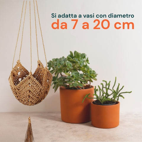avilia set 2 portavasi in macrame intrecciato a mano con ganci a s ean 8056819053371