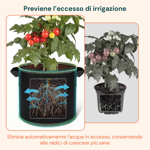 daimann vasi da coltivazione in tessuto con manici 10 75l set da 5 ean 8056590070314