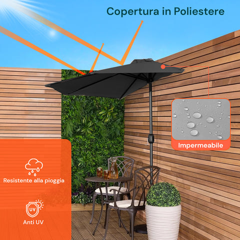 garden friend ombrellone a parete mezzaluna 27m antracite con palo in alluminio ean 8023755068608