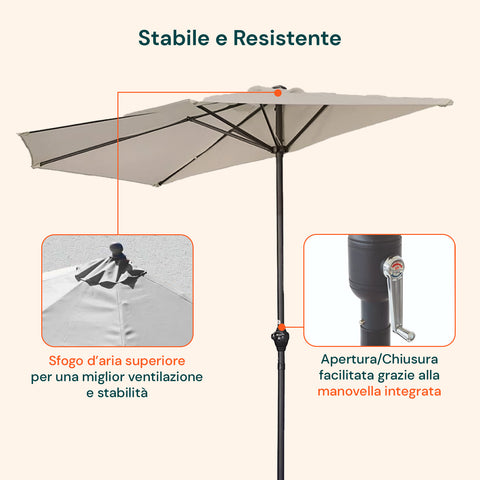 garden friend ombrellone da giardino in alluminio con telo in poliestere 27x23m tortora ean 8023755068585