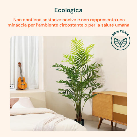 garden friend pianta palma areca in polietilene con 33 foglie e vaso con muschio 160cm ean 8023755056483