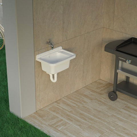 Negrari Lavandino-Pilozzo A Muro In Resina - Nero Glitterato 50x34x21 Cm, Kit Fissaggio Incluso - Foto 2