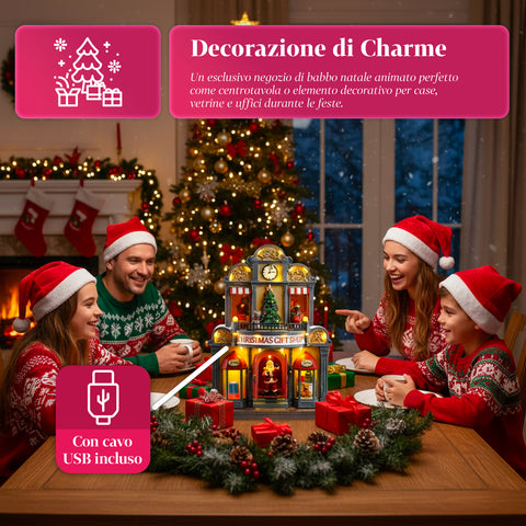 saint joy casa di babbo natale animata luci led musica e movimento ean 8050043127365