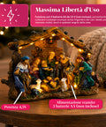 saint joy holyglow presepe nativita in poliresina con luci led e interruttore onoff capanna rustica e base stabile 23x115x17 cm ean 8050043127761