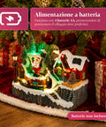 saint joy litville villaggio di natale illuminato led con trenino in movimento e babbo natale rotante 8 melodie natalizie 23x15x18 cm a batteria ean 8050043127709
