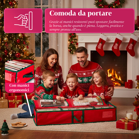 saint joy organizer multiuso per addobbi natalizi in tessuto oxford con manici e tasche ean 8050043127549