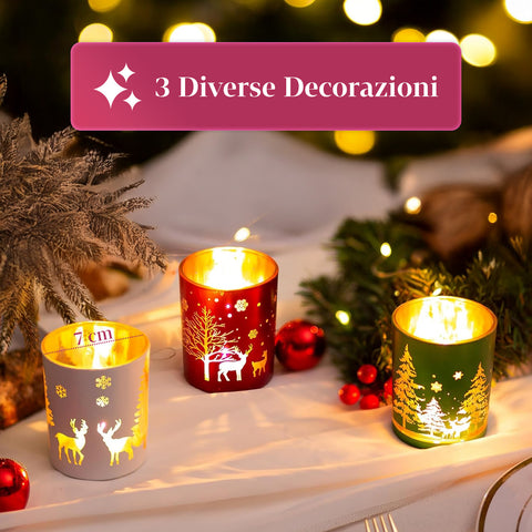 saint joy set di 3 portacandele decorativi in edizione limitata natalizia in vetro ean 8050043127624