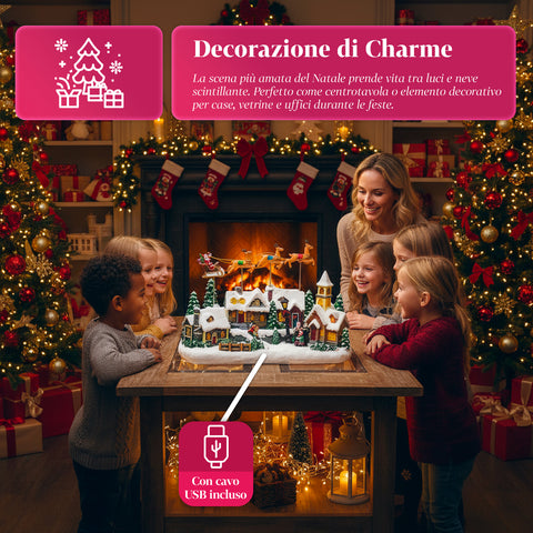 saint joy villaggio di natale animato frostvale con luci led musica e slitta in movimento ean 8050043127440