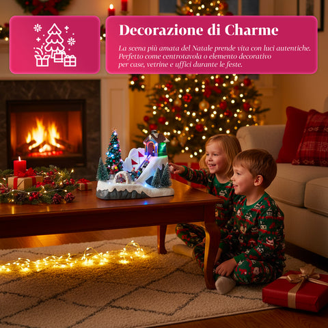 saint joy villaggio di natale animato glimmerpine con luci led musica e pista in movimento ean 8050043127464