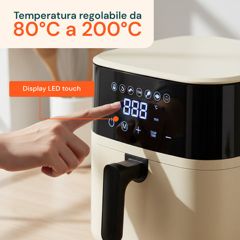 wintem friggitrice ad aria 45l con display led touch e 7 programmi di cottura 1800w ean 8052286432213