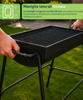 zendea barbecue a carbone e legna in acciaio con gambe alte braciere 74x38 cm e griglia 70x34 cm ad ampia superficie di cottura ean 8056819079531