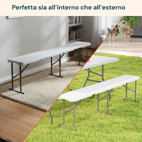 zendea panca pieghevole bianco 180x28x44cm modello stilo da giardino o casa ean 8050030810607