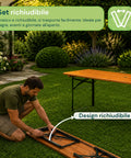 zendea set tavolo e 2 panche pieghevoli da giardino 120cm in legno con struttura in ferro e foro ombrellone 5cm portata tavolo 200kg ean 8050030810768