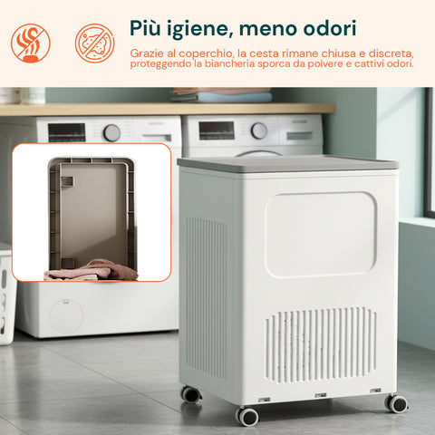 avilia cesto portabiancheria con coperchio e ruote capienza 123l plastica ean 8052879010224