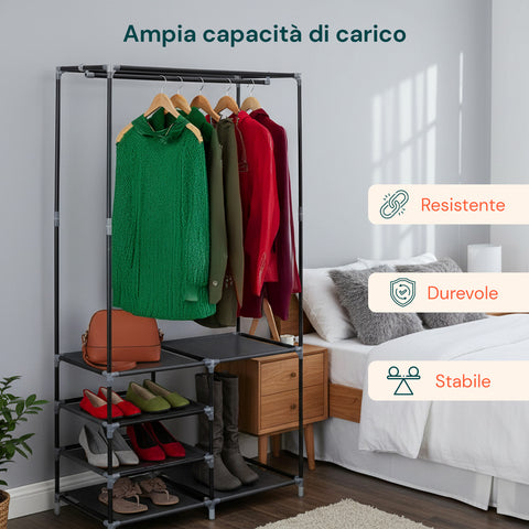 avilia home appendiabiti con 6 ripiani e asta porta grucce struttura solida ean 8056819052916