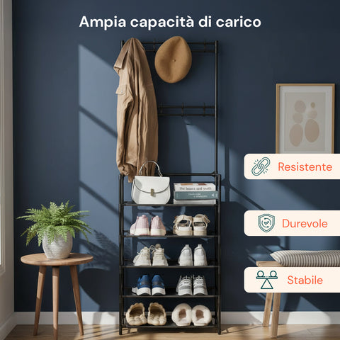 avilia home appendiabiti multiuso con 5 ripiani in tnt e 2 aste portabiti capienza 10 paia ean 8056819052909