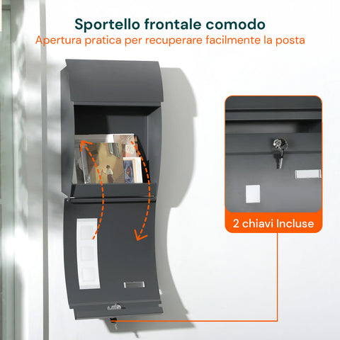 avilia home cassetta postale a muro moderna in acciaio inox con finestra nome e 2 chiavi ean 8052879011153