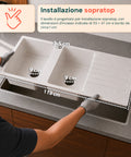avilia home lavello cucina a due vasche con o senza gocciolatoio bianco o nero rubinetto incluso ean 8056819079098