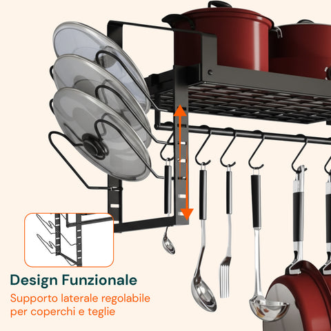 avilia home organizer da parete con 12 ganci per pentole coperchi e utensili set 2 ean 8052879011047