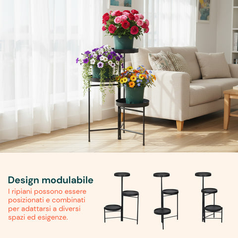 avilia home portavasi in ferro a 3 ripiani 20 cm supporto piante da interno ean 8056819053227