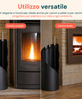 avilia home set 4 accessori per camino in ferro paletta scopino attizzatoio e supporto resistente al calore e con ganci interni ean 8052879011542