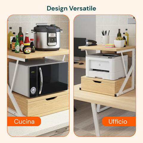 avilia home supporto microonde da cucina in legno con cassetto e ripiano superiore ean 8052879010781