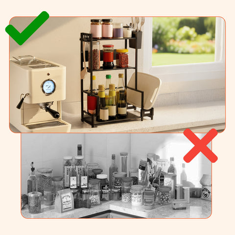 avilia scaffale da cucina 3 livelli in ferro con porta utensili e supporto tagliere ean 8056819053531