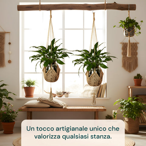 avilia set 2 portavasi in macrame intrecciato a mano con ganci a s ean 8056819053371