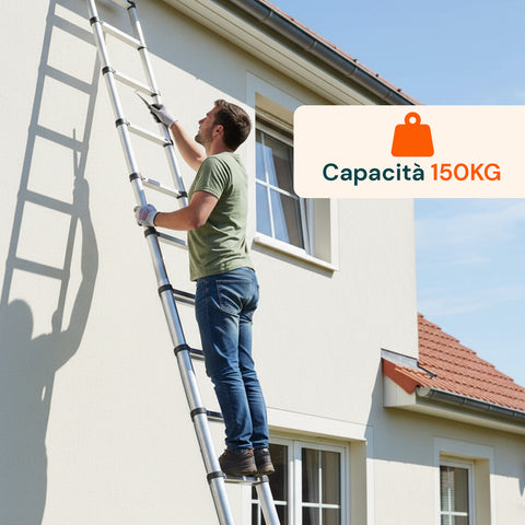 daimann scala telescopica professionale 13 gradini in acciaio uso domestico e lavoro ean 8056590070628
