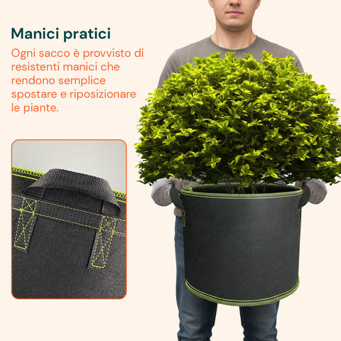 daimann vasi da coltivazione in tessuto con manici 10 75l set da 5 ean 8056590070314