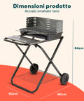 garden friend barbecue pieghevole in acciaio smaltato nero con ruote 60x80x84cm ean 8023755029548