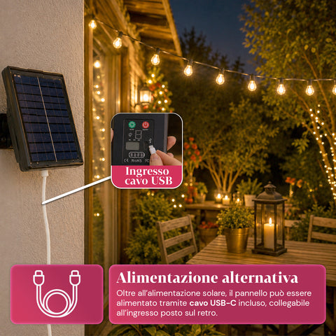 saint joy catena luminosa da esterno solare 15 m con 24 lampadine led g40 ean 8050043128577