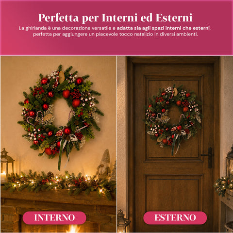 saint joy ghirlanda natalizia a55 cm con pigne e bacche rosse rami modellabili ean 8050043128508