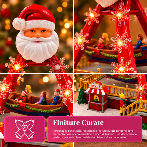 saint joy giostra natalizia luminosa santasail 27 cm con barca in movimento luci led e melodie natalizie selettore luci o luci e musica usb o batterie ean 8050043127747