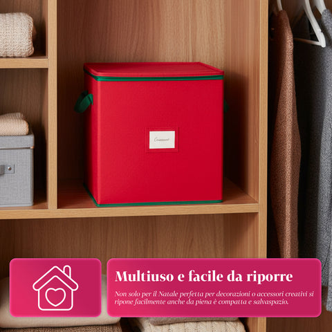 saint joy organizer per 64 palline di natale in tessuto oxford e tnt con coperchio e manici ean 8050043127556