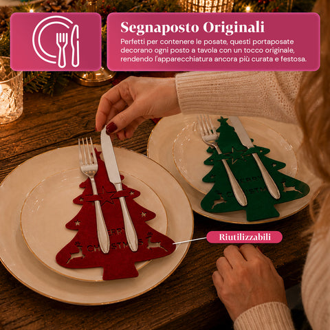 saint joy portaposate natalizi in feltro set 12 pezzi a forma di albero ean 8050043128027