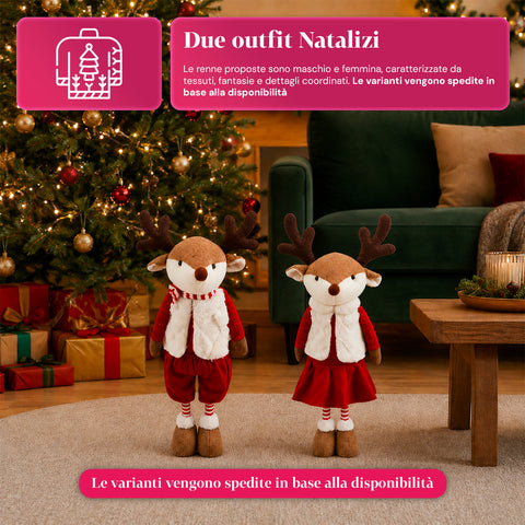 saint joy renna natalizia estendibile 45 80 cm con gambe telescopiche struttura in ferro 2 outfit scandinavo o country ean 8056819079593