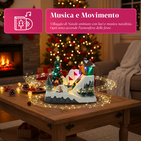 saint joy villaggio di natale animato glimmerpine con luci led musica e pista in movimento ean 8050043127464