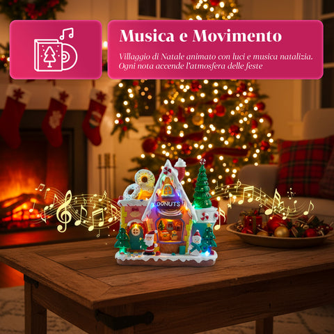 saint joy villaggio di natale animato northlight con luci led musica e albero rotante ean 8050043127457