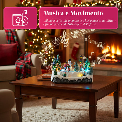 saint joy villaggio di natale animato silentpark con luci led musica e pattinatori in movimento ean 8050043127495