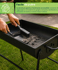 zendea barbecue a carbone e legna in acciaio con gambe alte braciere 74x38 cm e griglia 70x34 cm ad ampia superficie di cottura ean 8056819079531