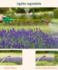Pompa da giardino con ugello regolabile per getto pieno e nebulizzatore, irrorazione precisa su lavanda e piante aromatiche