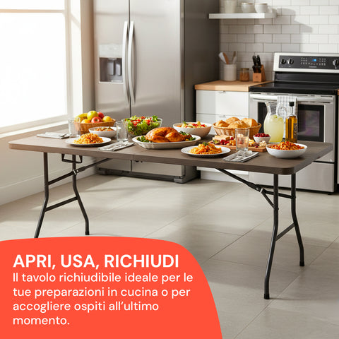 zendea tavolo pieghevole richiudibile a valigetta portatile effetto rattan in resina pp ean 8050030810614