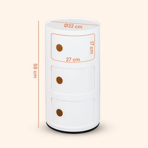 avilia home mobiletto rotondo con cassetti scorrevoli comodino moderno in abs ean 8052879010989