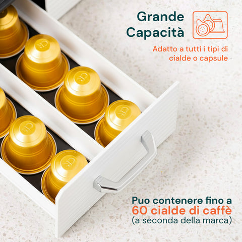 avilia home organizer porta capsule porta cialde 9 scomparti e 2 cassetti multiuso bianco ean 8052879011016
